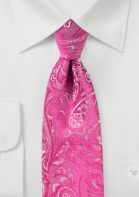 Krawatte elegantes Paisleymotiv dunkelrosa