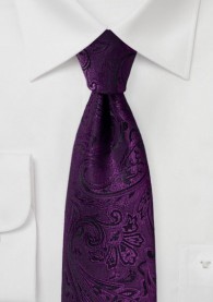 Krawatte kultiviertes Paisleymuster purpur schwarz