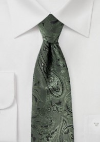 Krawatte kultiviertes Paisleymuster oliv schwarz