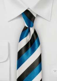 Krawatte Streifen teerschwarz schneeweiß blau