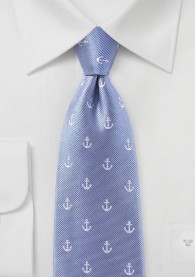 Kinder-Krawatte schmal Anker-Dessin hellblau