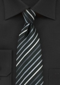 XXL-Krawatte Streifenstruktur schwarz silbergrau