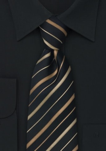 Krawatte schwarz Streifen gold