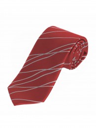 Extra schmal geformte Krawatte Wellen-Pattern rot