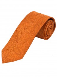 Besonders schmale Krawatte Paisley-Motiv orange