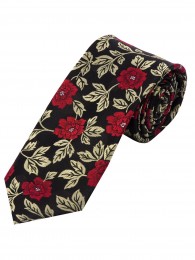 Extra schmal geformte Krawatte blumiges Dessin...