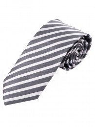 Schmale Krawatte Blockstreifen weiß silber