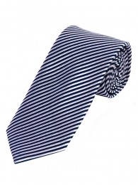 Krawatte dünne Streifen navyblau schneeweiß