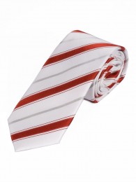 Schmale Krawatte raffiniertes Streifen-Dessin weiß