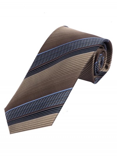 Auffallende Krawatte streifig dunkelbraun hellblau asphaltschwarz