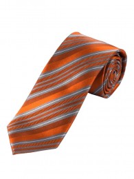 Modische Krawatte gestreift orange silbergrau weiß