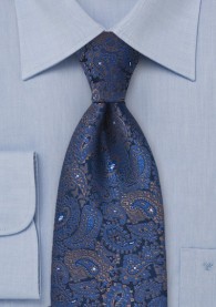 Allover-XXL-Krawatte Paisleys königsblau