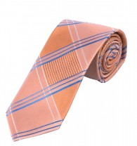 Krawatte elegantes Linienkaro lachs taubenblau