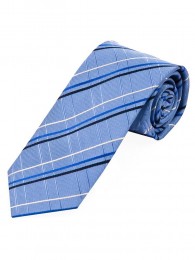 Krawatte kultiviertes Linienkaro hellblau perlweiß
