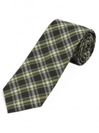 Krawatte elegantes Linienkaro braungrün hellgrün