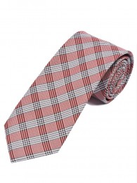 Krawatte elegantes Linienkaro rot perlweiß