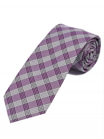 Herrenkrawatte elegantes Linienkaro violett weiß