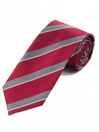 Krawatte modernes Streifenmuster  rot silbergrau