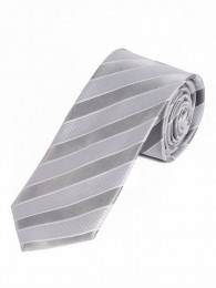 Überlange Streifen-Krawatte silbergrau perlweiß