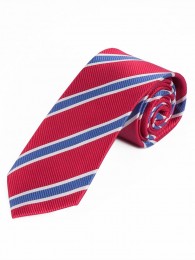 XXL Krawatte modisches Streifen-Dessin rot weiß ultramarin