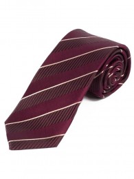 Lange Streifen-Krawatte bordeauxrot perlweiß