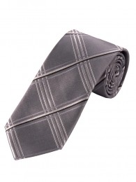 XXL Krawatte kultiviertes Linienkaro hellgrau grau