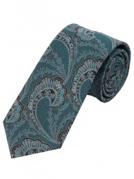 XXL-Krawatte Paisleymotiv blaugrün tiefschwarz