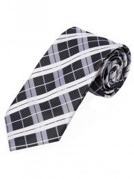 Lange Karo-Design-Krawatte schwarz perlweiß