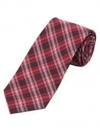 XXL Krawatte kultiviertes Linienkaro rot perlweiß