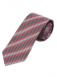 Lange Krawatte lineare Struktur rot navyblau