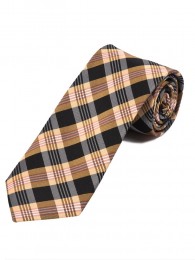 Überlange Karomuster-Krawatte schwarz lachsfarben