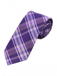 Überlange Karo-Muster-Krawatte lila weiß