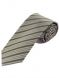 Lange Streifen-Krawatte braungrün weiß