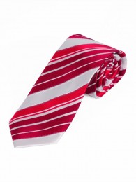 Sevenfold-Krawatte Streifendessin perlweiß rot