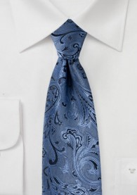 Krawatte Kinder Paisley hellblau und schwarz