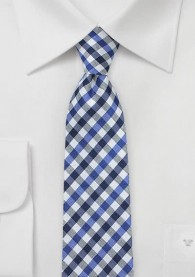 Krawatte feines Vichymuster marineblau royalblau