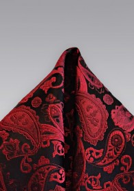 Einstecktuch Paisley-Muster schwarz und rot