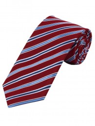 Sevenfold-Krawatte gestreift rot taubenblau weiß