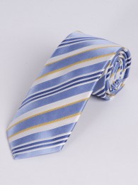 Sevenfold-Krawatte gestreift hellblau perlweiß