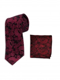 Krawatte und Kavaliertuch Set rot schwarz
