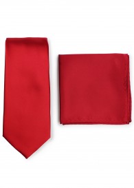 Krawatte und Ziertuch im Set - dunkelrot
