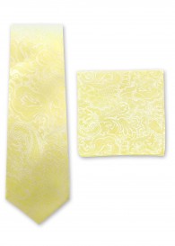 Kombination Krawatte und Einstecktuch Paisley gelb