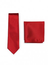 Set Krawatte Einstecktuch rot strukturiert
