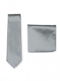 Set Krawatte Kavaliertuch hellgrau strukturiert