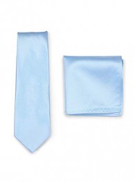 Set Krawatte Einstecktuch eisblau strukturiert
