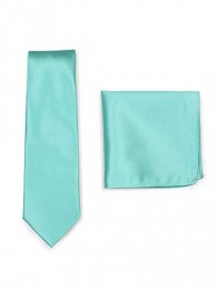 Set Krawatte Kavaliertuch blaugrün strukturiert