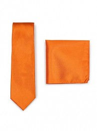 Set Krawatte Einstecktuch orange strukturiert