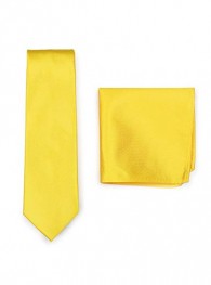 Set Krawatte Einstecktuch gelb Struktur