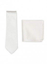 Set Krawatte Einstecktuch elfenbein strukturiert