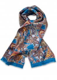 Krawattenschal breit stahlblau Paisley-Muster